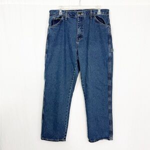 Dickies Men's Relaxed Fit Blue Jeans, Size 34 Waist x 30 Length